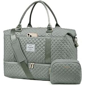 LoveVook Quilted Travel Tote Bag in Sage Green
